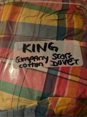 Multicolor Plaid Cotton Duvet Cover - King